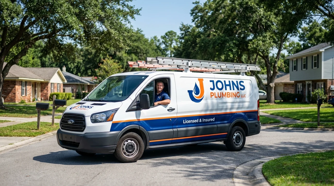 Johns Plumbing LLC service van in Crystal Springs, MS