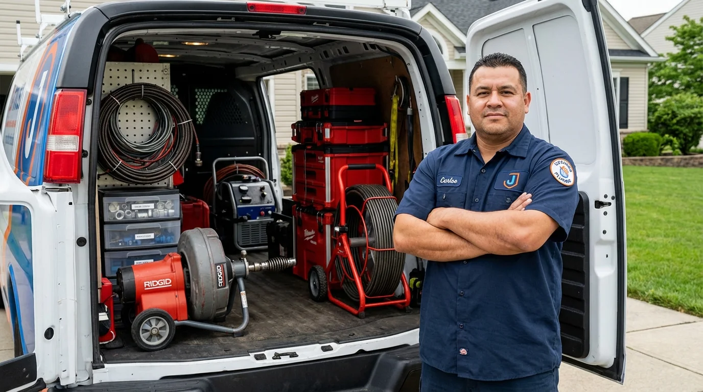 Professional drain cleaning equipment and Johns Plumbing LLC plumber in Crystal Springs