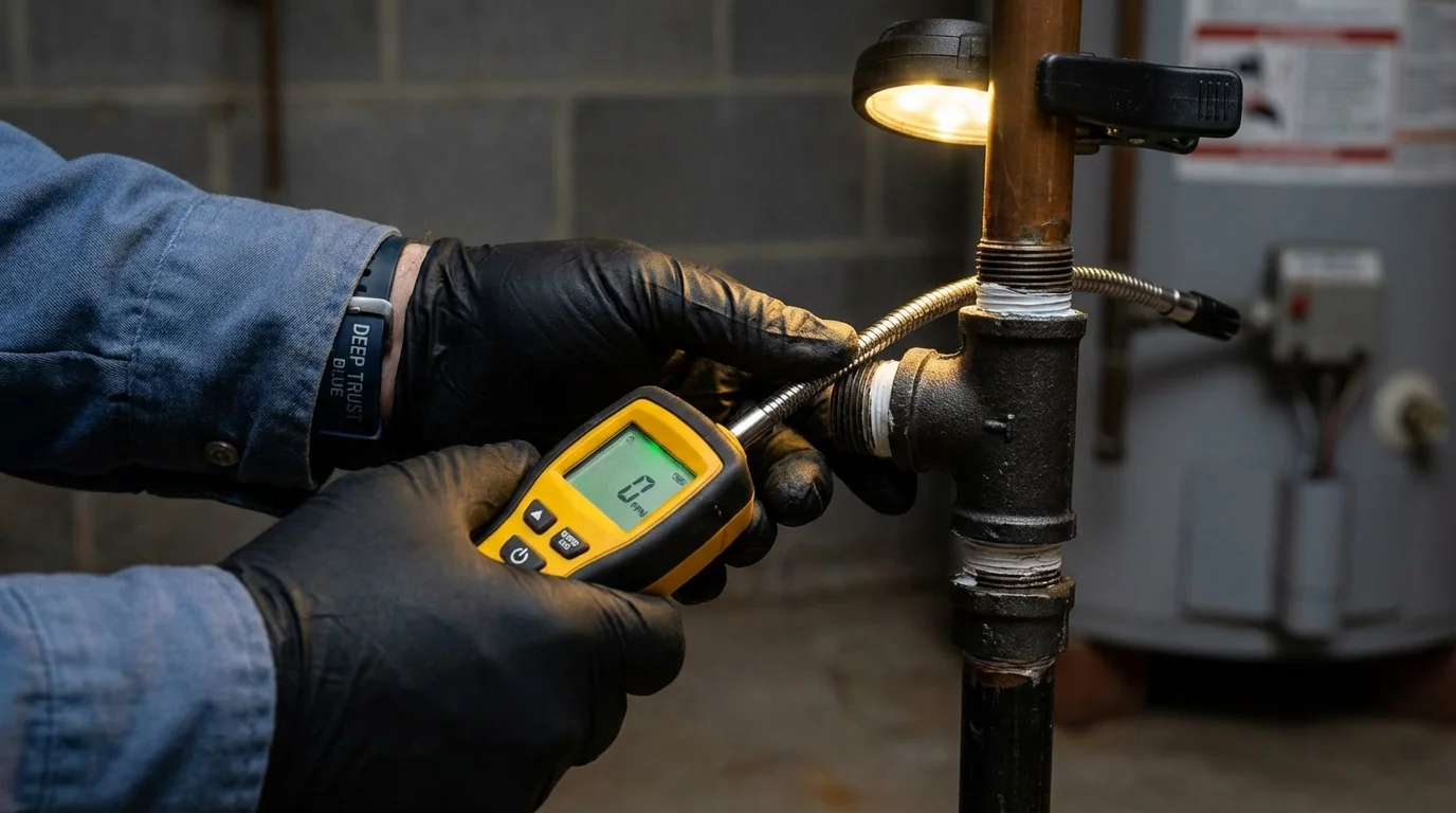 Gas leak detection with electronic sniffer by Johns Plumbing LLC in Crystal Springs