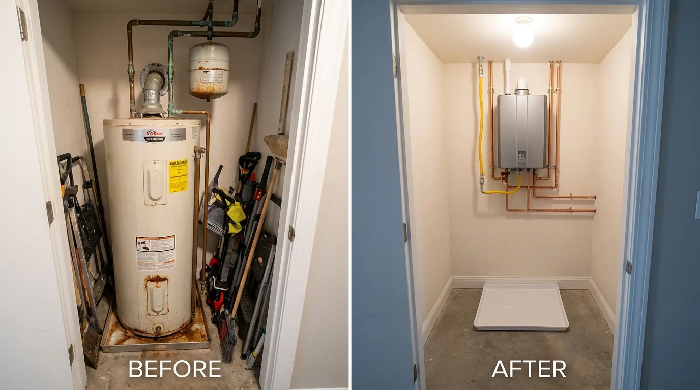 Tank water heater versus wall-mounted tankless unit comparison for Crystal Springs, MS homeowners